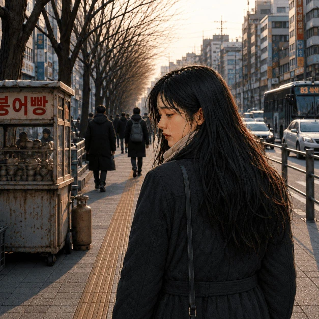 부산 연산로타리 7번 출구에서 인생 최고의 귀인을 만난 뒤 눈물을 흘리며 걸어가는 긴 머리 여성